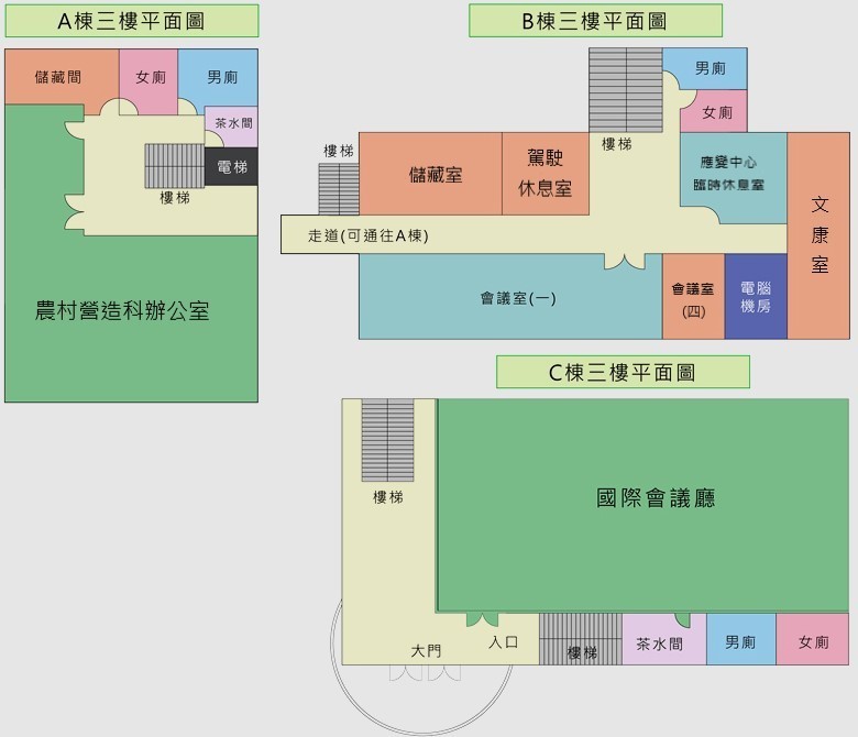 A棟三樓及B棟三樓及C棟三樓平面圖